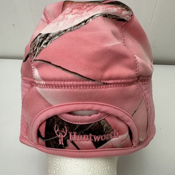 Huntworth Beanie Hat Cap Pink Camo Thermal Ponytail Hunting Hunter Camouflage - Picture 5 of 11